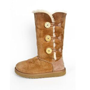 UGG Bailey Button Triplet Boot Tall Winter Warm Lined Sheepskin Suede Leather